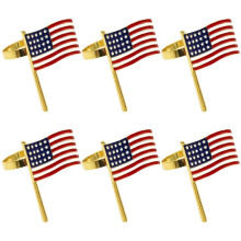 Ronds de serviette drapeau américain en strass cristal (6 pièces)