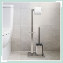 Toilettenpapierhalter aus Metall mit Bürste und Aufbewahrung