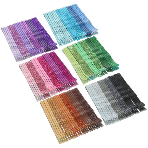 Set van 144 metalen haarclips – diverse glitterkleuren