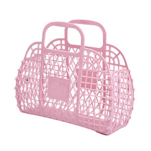 Panier de douche pliable et ajouré Bizhua, panier de bain en plastique compatible avec les lavabos – Rose