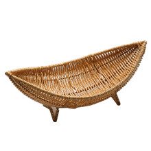 Stylish Boat Shape Fruit Holder Artistic Boat Model Fruit Organizers Tray Rattan Patterned Plastic Storage Basket