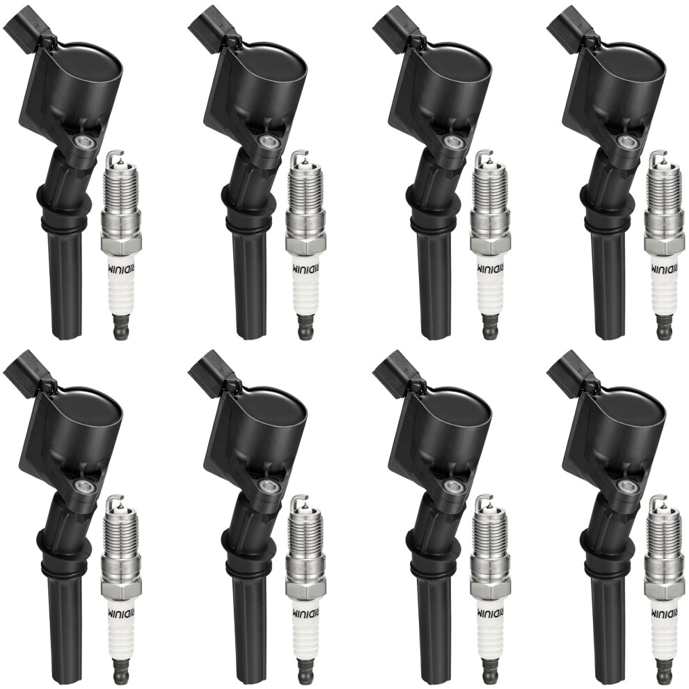 Ignition Coil Dg508 & Spark Plug Sp493 Sp479 Compatible With Lincoln Navigator F-150 F-250 F350 E150 E250 E350 E450 5.4L V8,Set Of 8 9402001273277