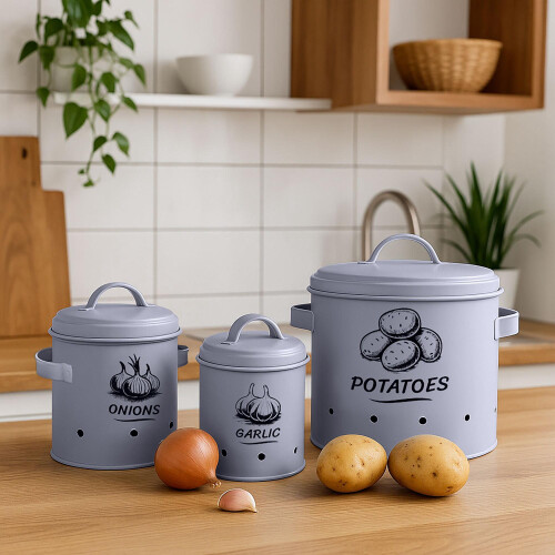 Scatole per conservare patate, cipolle e aglio - Set da 3