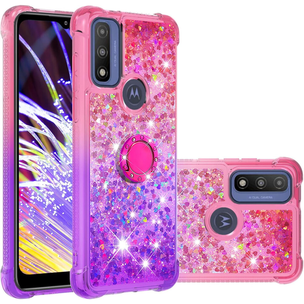 Glitter Case For Motorola Moto G Play (2023)/G Power 2022/G Pure Â Bling Gradient Quicksand Tpu Cover With Ring Stand, Jb-Pink Purple 9402001268501