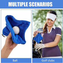 Golf Ball Cleaning Towel, Microfiber Brushed Club & Ball Wipe, Compact Absorbent Outdoor Sports Towel for Golfers Blue