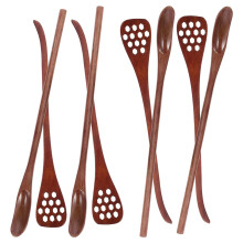 8Pcs Wood Cocktail Stir Spoons Brown Portable Tea Coffee Mixing Sticks