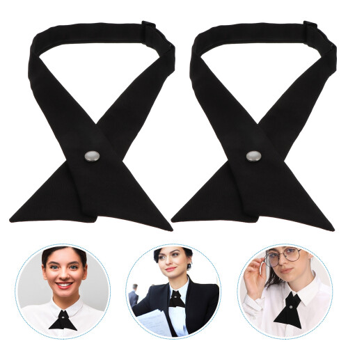 2Pcs Adjustable Black Cross Bowtie Durable School Uniform Neck Tie 2