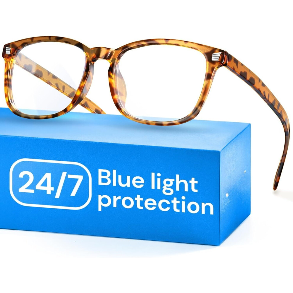 Tortoise Blue Light Glasses for Computer & Gaming - Anti UV Ray Lenses, Scratch-Resistant & Comfort Fit