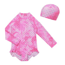 Costume da bagno intero a maniche lunghe, ad asciugatura rapida, per bambine dai 5 ai 7 anni.
