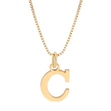 Gouden messing letter C hanger ketting voor dames