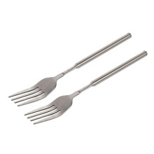 Ensemble de 2 ustensiles de cuisine en acier inoxydable pour le camping, les voyages et la cuisine à la maison : fourchettes télescopiques,