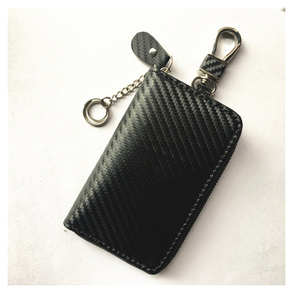 Zipper Rfid Car Key Shielding Case Carbon Fiber Card Holder Anti-Theft Swipe Function Key Cover Double Zipper 9551475164892