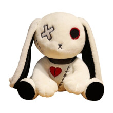 Conejo de peluche Rebirth estilo gótico patchwork, muñeco de peluche blanco de orejas largas y suave (blanco - 15,7 pulgadas) #1550