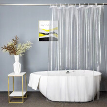 Doublure de rideau de douche transparente et légère en PEVA avec 3 aimants, 180 x 180 cm, imperméable et sans odeur (sans crochets).