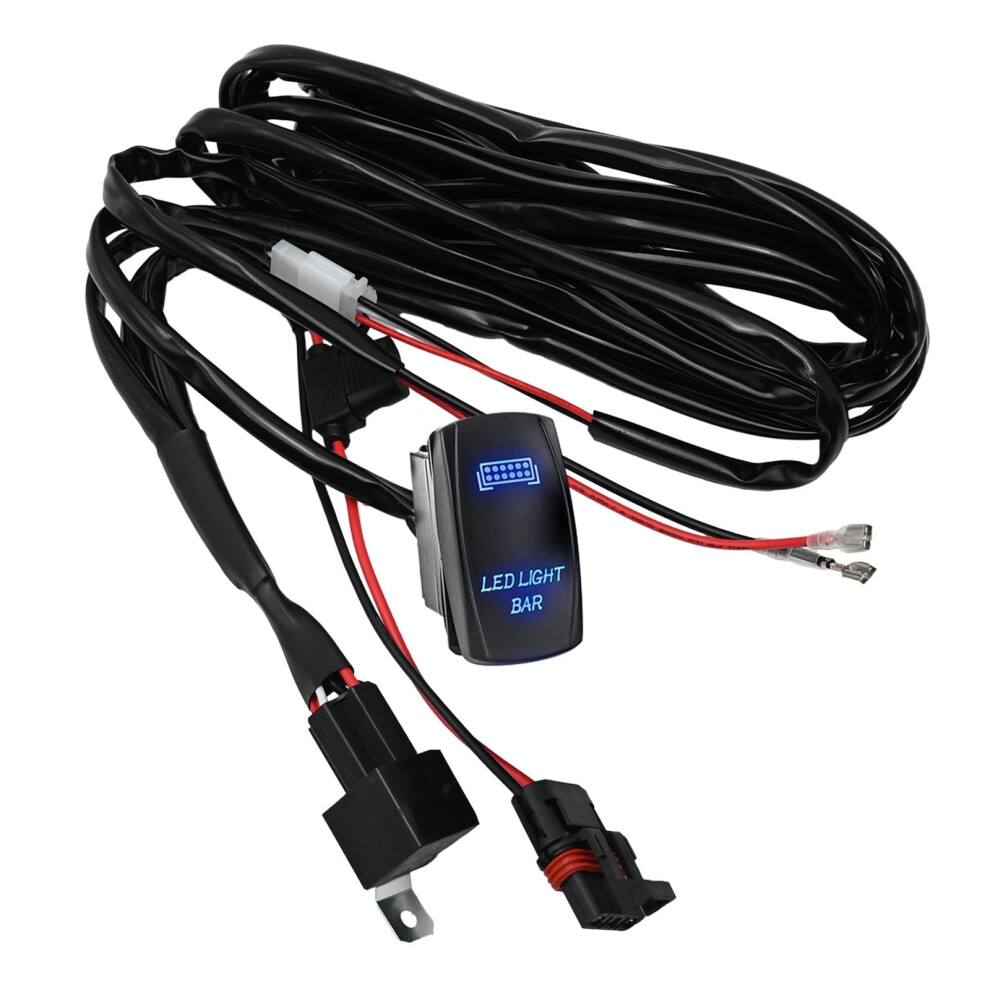 300W Plug & Play Rear S Wiring Harness Kit, 14Awg, 1 Lead, 12V Rocker Switch Â Compatible With Polaris Rzr, General, Ranger Light 9551475165813