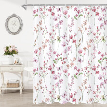 Cortina de ducha floral acuarela, diseño de mariposa azul, tela blanca impermeable de estilo minimalista moderno, 60x72 pulgadas.