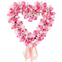 Ghirlanda di San Valentino con fiori artificiali rosa a forma di cuore, 43 cm, ideale per la primavera/estate, perfetta per la porta d'ingresso,