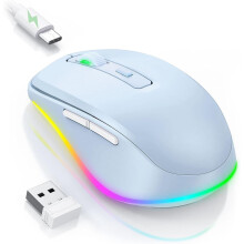 Jiggler - LED-mus med indbygget bevægelsesfunktion, genopladelig, bevægelsesfunktion til bærbar computer med uopdagelig tilfældig bevægelse,