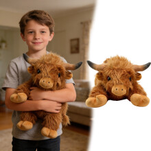 Peluche grande de vaca Highland de 21,65 pulgadas, relajante, suave, sensorial, para aliviar la ansiedad, juguete para la decoración del hogar