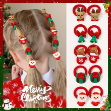 10 gomas para el pelo navideñas para niñas – Diseños de Papá Noel, reno, árbol y muñeco de nieve, poliéster resistente, ideales para fiestas