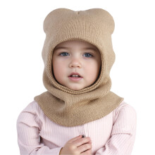 Warm Baby Beanie Girls Boys Solid Color Ears Hooded Scarf Knit Stocking Cap Soft Hats