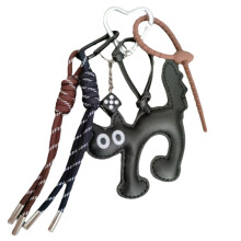 Colgante de teléfono con forma de gato de cuero sintético, colgante estético para celular, llavero Kawaii hecho a mano con forma de animal,