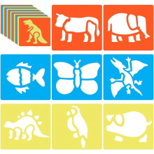 24pcs 5.9"x5.5" Animal Drawing Stencils, Washable PET Plastic, Hollow-Out Templates for DIY Arts & Crafts – Compatible with Chalk