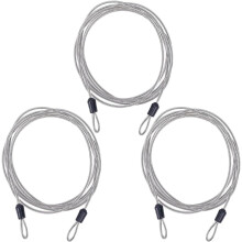3Pcs 2M Stainless Steel Safety Cable Locks, 3mm Double Loop, Lightweight Luggage & Outdoor Gate Locks – Gray, compatible with standard locks