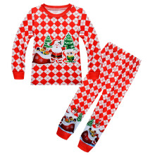 Weihnachtsoutfit-Set für Jungen und Mädchen, langärmelig, Rundhalsausschnitt, niedlicher Weihnachtsmann-Print, weich und bequem, für Zuhause,