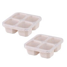 Lot de 2 boîtes à goûter Bento à 4 compartiments avec couvercles, réutilisables et compartimentées, idéales pour préparer les repas, l'école