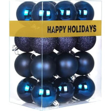 Navy Blue 3.2" Shatterproof Christmas Balls, Compatible with Holiday Tree Decor – 24pcs Set