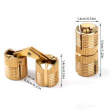 Brass Concealed Cabinet Hinges, 14mm Hidden Barrel Hinges for Wooden Doors & Jewelry Boxes – Adjustable, Durable, Compatible with Standard Cabinets