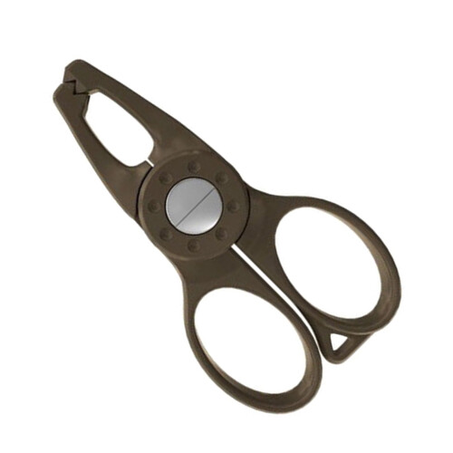 Alicate de pesca leve e fácil de usar, com pinça para segurar o lábio do peixe.