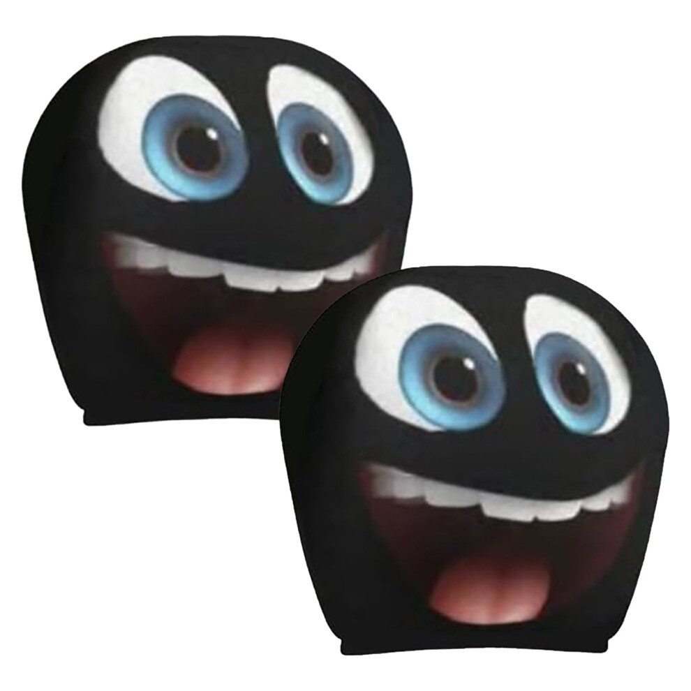 2Pcs Funny Cartoon Car Headrest Covers Car Seat Head Rest Protector For Auto Front Seat Rest Decoration Cute Funny Cartoon Eyes Car Headrest Covers 9313598207029