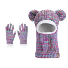 AWZXDE Winter Kids Soft Lined Hat And Scarf One Piece Winter Hat Thermal Knit Ear Warmer For Boys Girls Toddler Purple