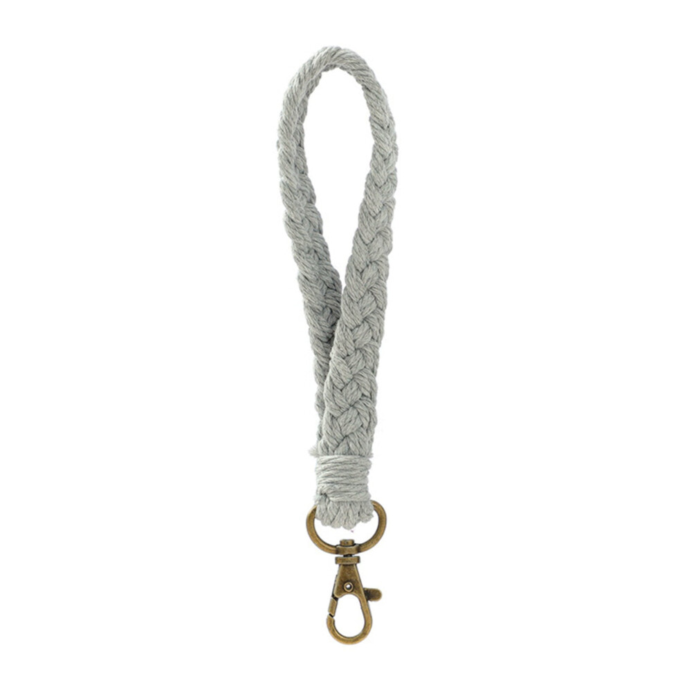 Sunxin Mobile Phone Chain Pendanthandmade Woven Cotton Rope Keychain Bracelet Woven Pendant Keyring Car Keychain Light/Grey 9313598206954
