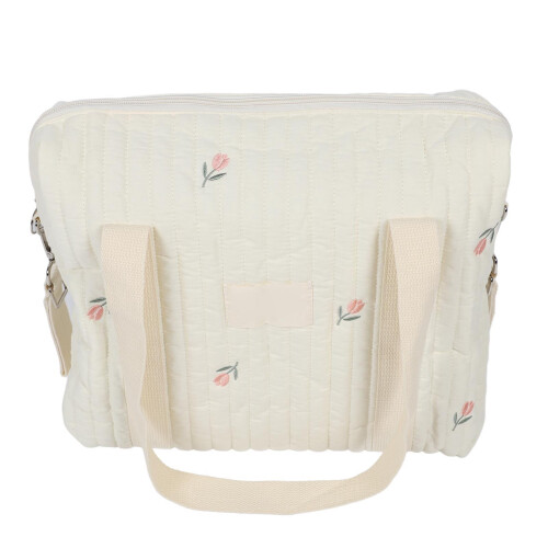 Cotton stroller hanging organizer beige flower design 1