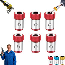 Magnetic Screwdriver Head Ring Set, 1/4" (6.35mm), Removable Anti-Slip Holder for Household & Mechanics (Red6)