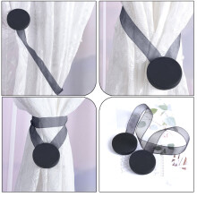 Magnetic Curtain Tieback Holder - No Drill Wall Mount Strong Hold Bathroom Decor Clip Gift for Homeowners(Black)