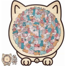 135-Piece Morandi Cat-Shaped Wooden Jigsaw Puzzle – Aesthetic Animal Brain Teaser for Adults, Stress Relief Gift, Compatible with Home Decor