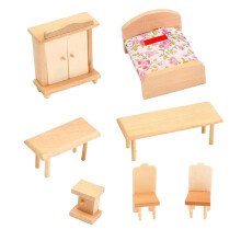 High Quality DIY Dollhouse Mini Living Room Bedroom Kitchen Set Wooden Furniture Bedroom set