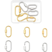 6Pcs 2 Colors Oval Screw Carabiner Lock 3 Sizes Stainless Steel Screw Locking Carabiner Clasp Metal Clip Hook Quick Link