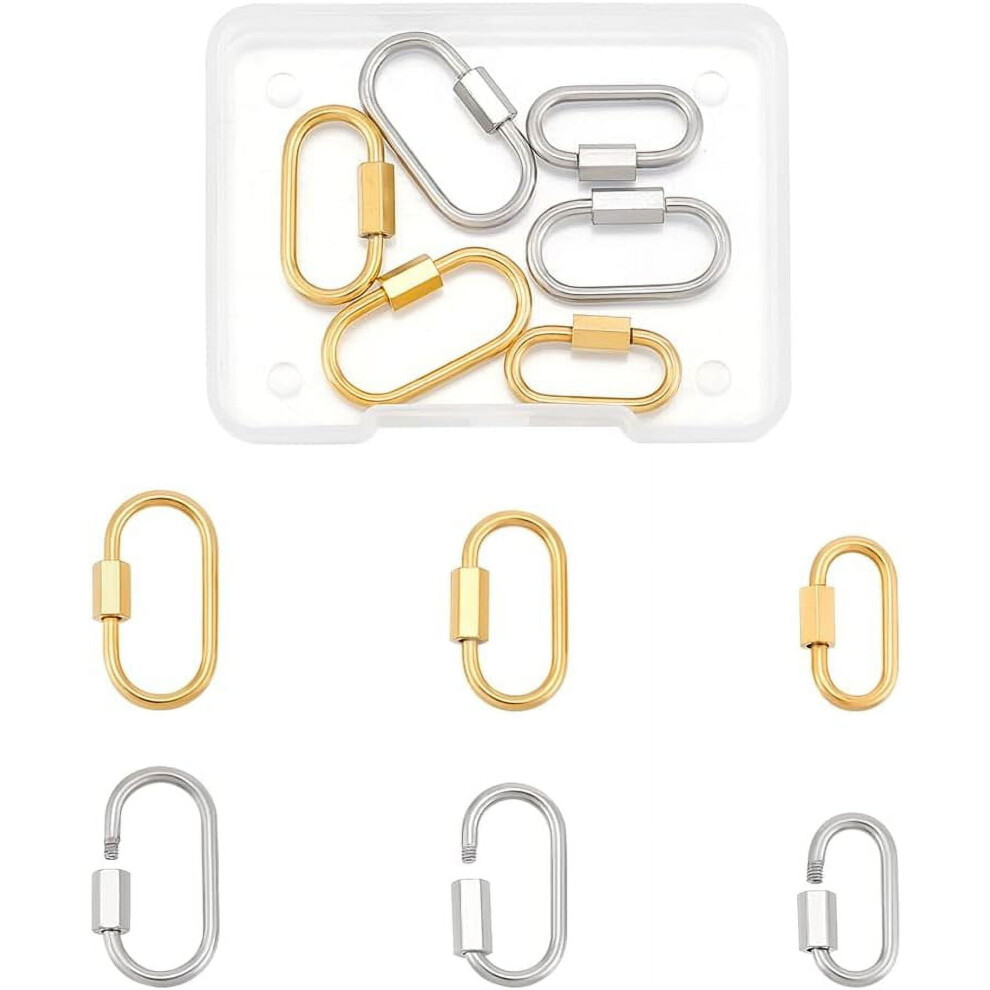 Stainless Steel Oval Screw Lock Carabiner Clasp 6 Pcs 913211469200