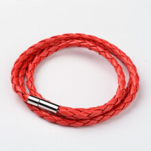 Armbänder aus Kunstleder mit Messingverschlüssen, rot, 590 x 5 mm, verstellbar, stilvolles Design