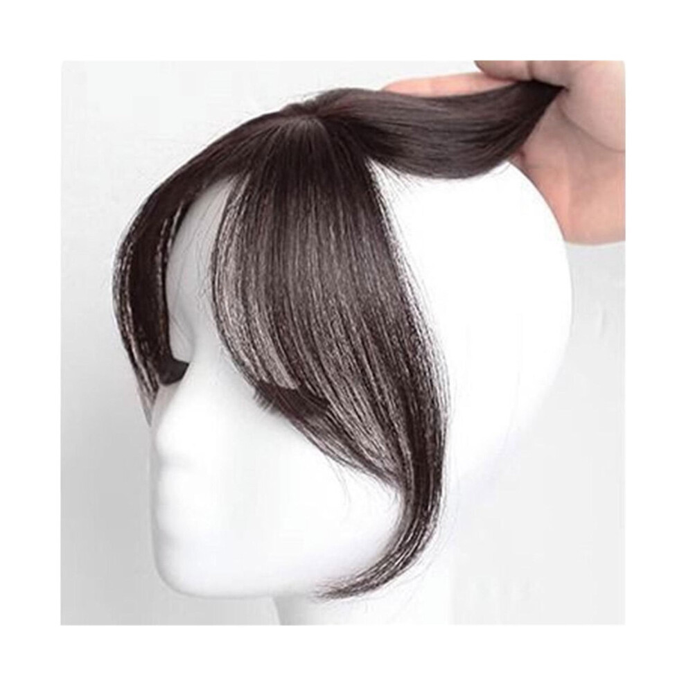 Unisex Brown/Black Eight Character Bangs Wig Air Bangs Hairline Natural Forehead Invisible Simulation Bangs Wig Piece Bangs Extension False Tassels