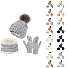 Women's Knit Winter Set: Hat, Neck Warmer & Gloves – Thick Lined, Warm, Cozy Thermal Accessories for Cold Weather, Outdoor, Travel, Daily Wear, Ski,