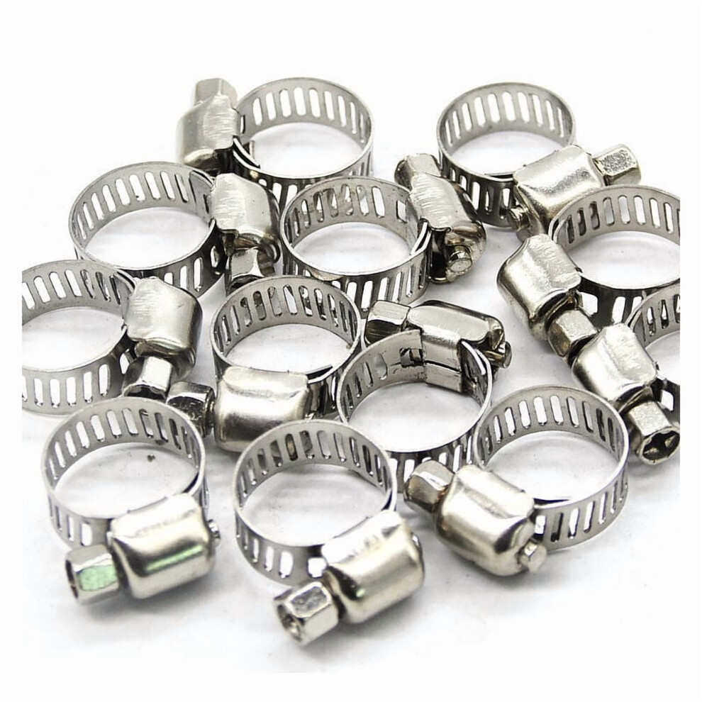 Stainless Steel Hose Clamps Hose Clips - Adjustable 13-19Mm For Fuel Lines Rubber Pipes Fixed Clips,20Ps 9448990667178