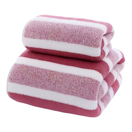 Σετ πετσετών Stripe Family, 1 πετσέτα χεριών, 1 πετσέτα μπάνιου, εξαιρετικά μαλακή