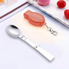 Juego de cuchara y tenedor plegables portátiles de acero inoxidable (1 unidad) – Compacto, con cierre de seguridad, ideal para acampar y viajar.