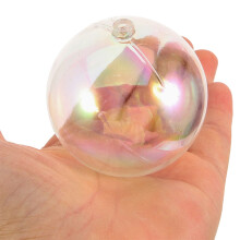 10-Pack Clear Iridescent Plastic Baubles with Easy Hooks for Christmas Tree Decorations and Holiday Decor